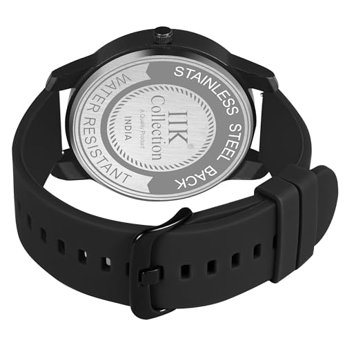 IIK COLLECTION Silicone Watches For Men Round Numerical Dial Analogue Men Watch|Long Battery Life With Long Lasting Polish/Adjustable Flexible Silicon Strap|Watches For Boys, Band_Black, Dial_White - Image 5