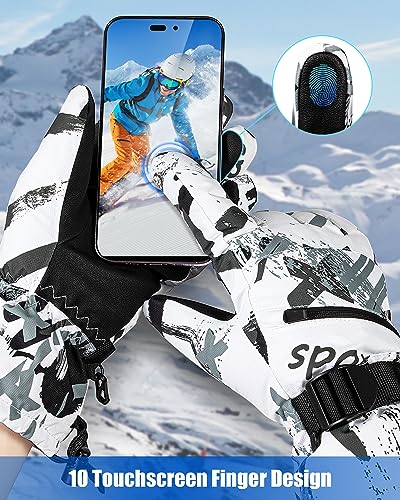 TOBEHIGHER Winter Ski Gloves - 5-Finger Waterproof Snowboarding Gloves, Touchscreen for Men - Image 3