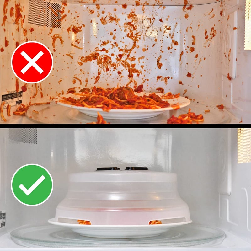 HOVER COVER Magnetic Splatter Cover, 10-Inch Clear BPA-Free Food Lid, Vented Plate Guard with Steam Vents, Anti-Splash Microwave Lid, Dishwasher Safe, Space-Saving Magnetic Storage - Black - Image 5