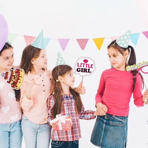 WOBBOX Tenth Birthday Photo Booth Party Props Pink for Baby Girl, 10th Birthday Decorations for Girl, Kids Birthday Party Decoration Items - Image 5