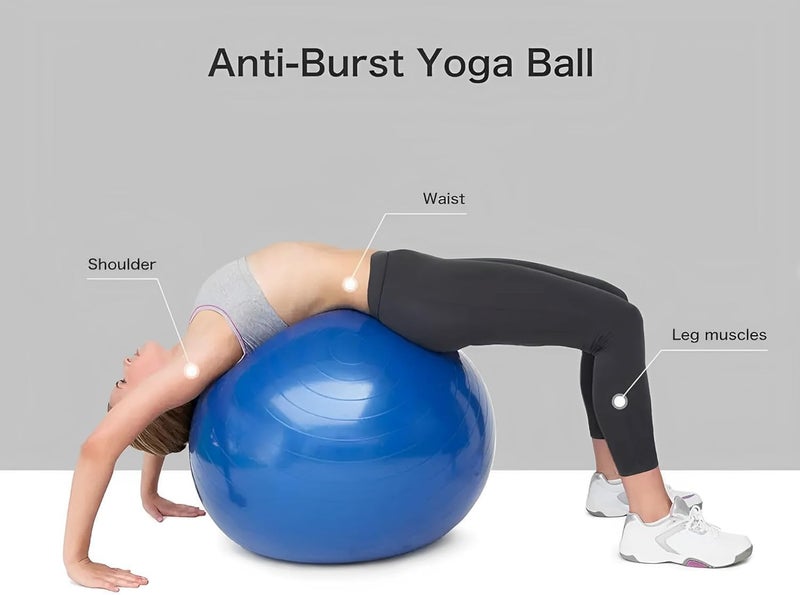 UDKI Gym Ball for Exercise Blue 65 cm Diameter Anti Burst Exercise Ball with Foot Pump for Workout Yoga Ball for Women and Men Swiss Ball for Balance Stability Training - Image 5