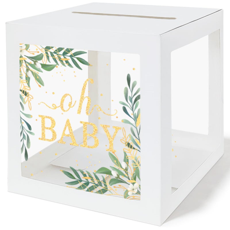 QIKSION Baby Shower Card Box for Reception, Clear with White Border Gift Card Box for Baby Showers, Wishing Well Party, Birthday, Gender Reveal - Image 1