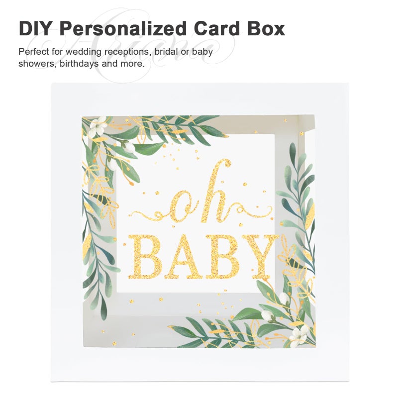 QIKSION Baby Shower Card Box for Reception, Clear with White Border Gift Card Box for Baby Showers, Wishing Well Party, Birthday, Gender Reveal - Image 4