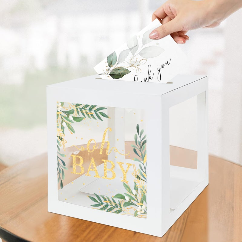 QIKSION Baby Shower Card Box for Reception, Clear with White Border Gift Card Box for Baby Showers, Wishing Well Party, Birthday, Gender Reveal - Image 5