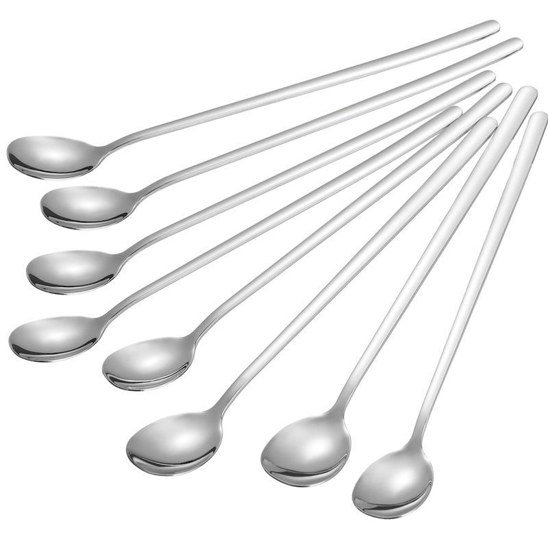 Briout Briout 8Piece 9Inch Long Handle Iced Tea Spoon Ice Cream Spoon Premium 304 Stainless Steel Cocktail Stirring Spoons 