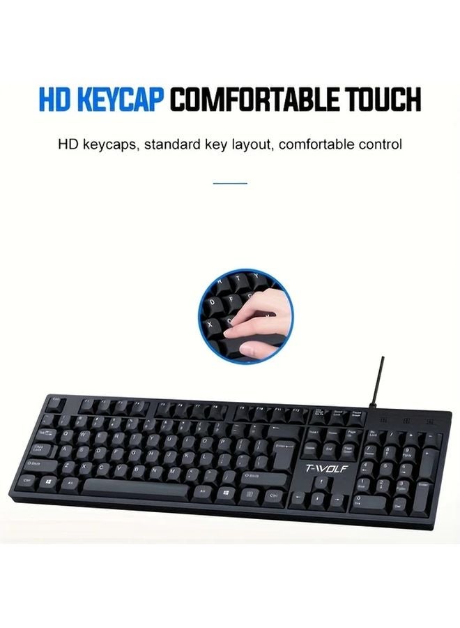 Tf500 2 In 1 Wired Keyboard And Mouse Set 104 Keys USB Portable For PC Laptop Mac - Image 5