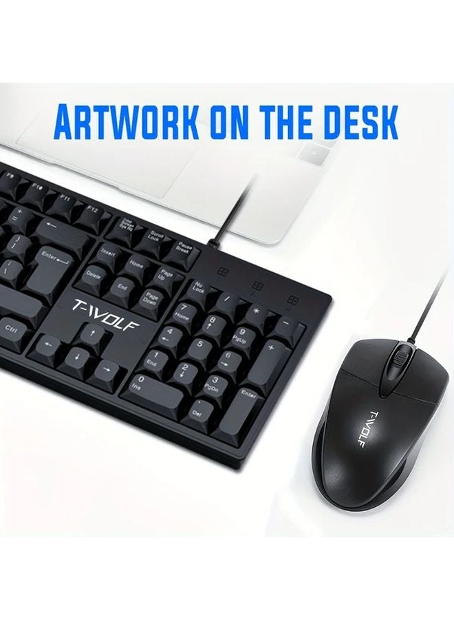 Tf500 2 In 1 Wired Keyboard And Mouse Set 104 Keys USB Portable For PC Laptop Mac - Image 2