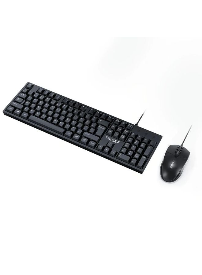 Tf500 2 In 1 Wired Keyboard And Mouse Set 104 Keys USB Portable For PC Laptop Mac - Image 1