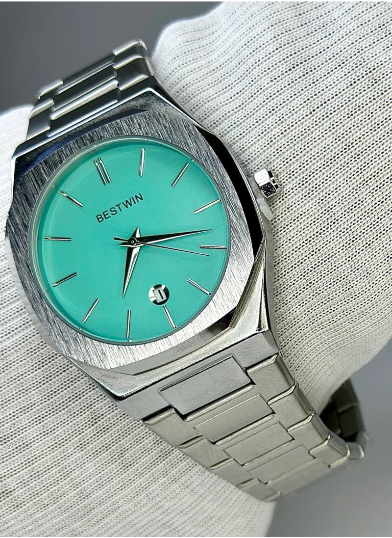 Bestwin Slim men's watch, limited edition from Bestwin, silver bracelet with Tiffany dial 