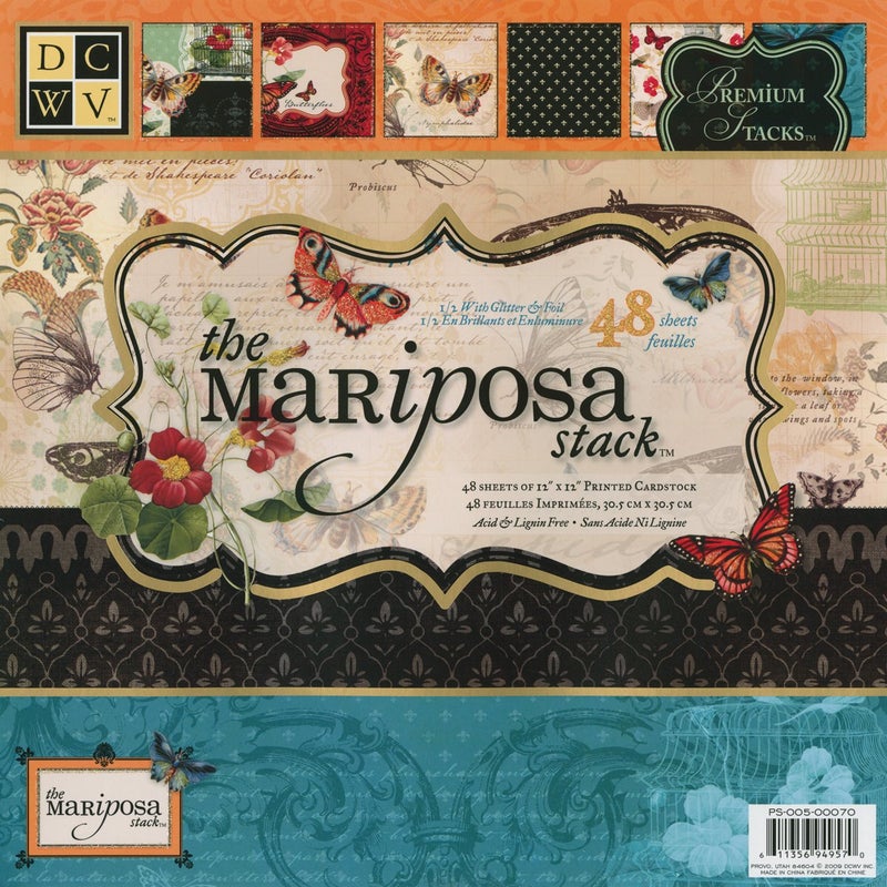 DCWV Premium Cardstock Paper 12x12, 48 Sheets of Scrapbook Paper for Crafts and Card Making, Single Sided Heavy Duty Cardstock with Glitter Accents - Mariposa - Image 4