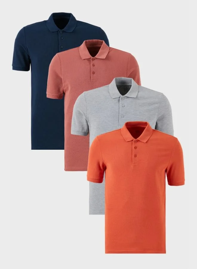 Buratti  Buratti Cotton Regular Fit Button-Down Polo Collar 4-Pack T-Shirt Men's T-SHIRT 5902127S4 for Men | Best Price UAE