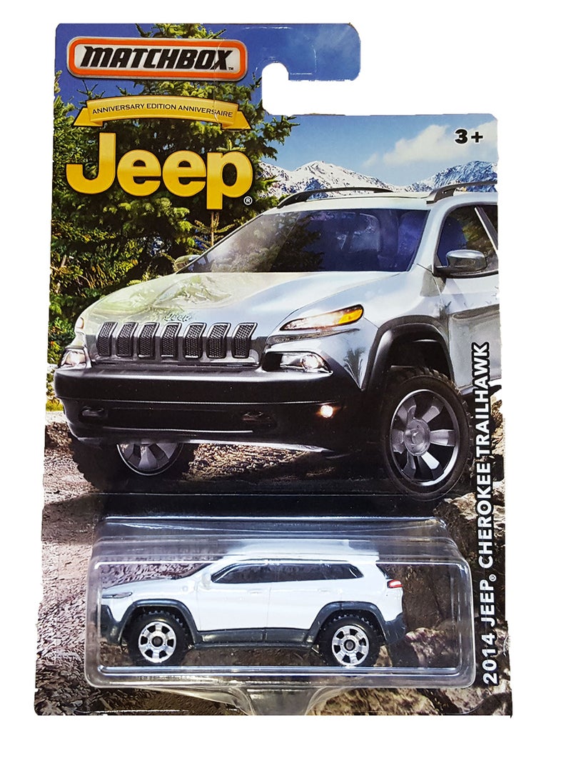 MATCHBOX LIMITED EDITION JEEP ANNIVERSARY EDITION WHITE 2014 JEEP CHEROKEE TRAILHAWK DIECAST - Image 2