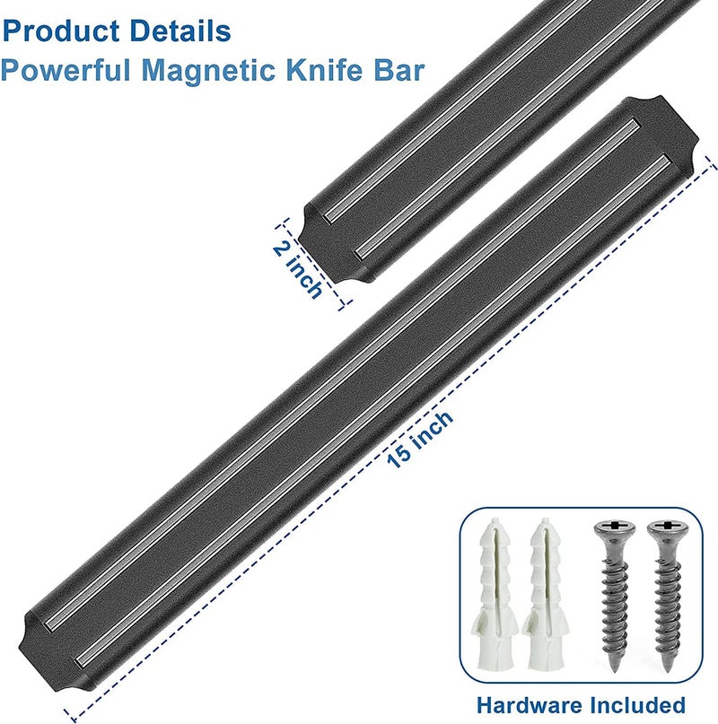 Crasts Magnetic Knife Holder Rack for Kitchen (Black) - Image 4