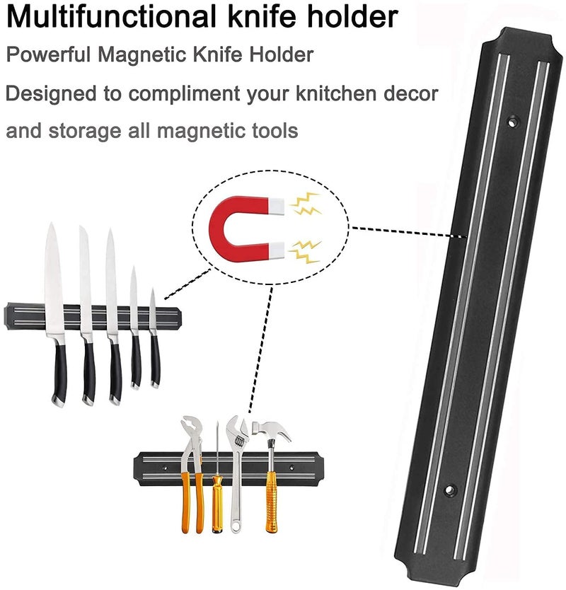 Crasts Magnetic Knife Holder Rack for Kitchen (Black) - Image 5