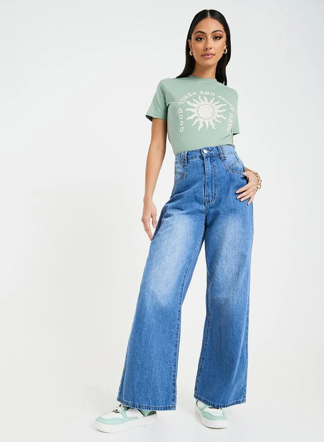 Styli Regular Fit Distress Graphic Print T-shirt