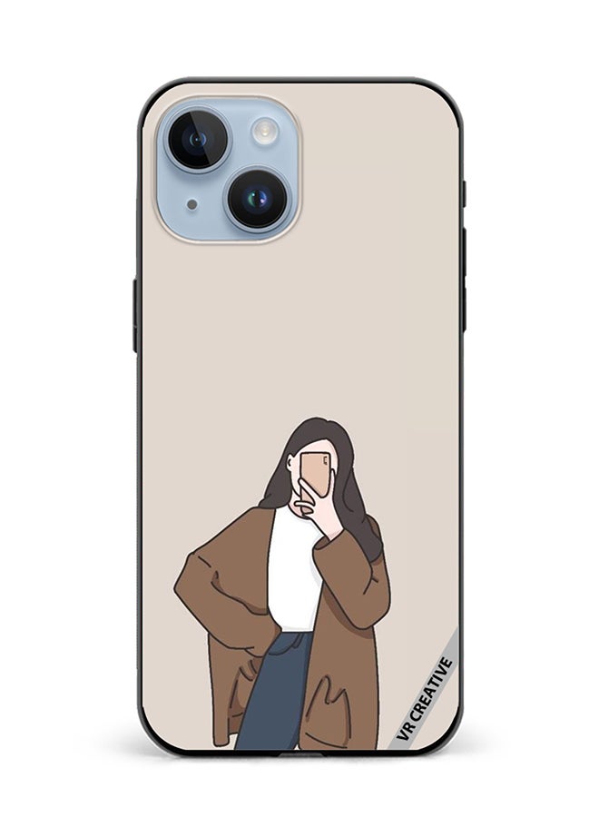 VR CREATIVE Protective Case Cover For Apple iPhone 15 Minimilist Girl Design Multicolour - Image 1