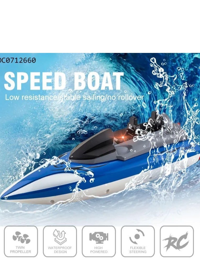 Remote Control Racing Boat with Wireless Remote (Blue) - Image 1