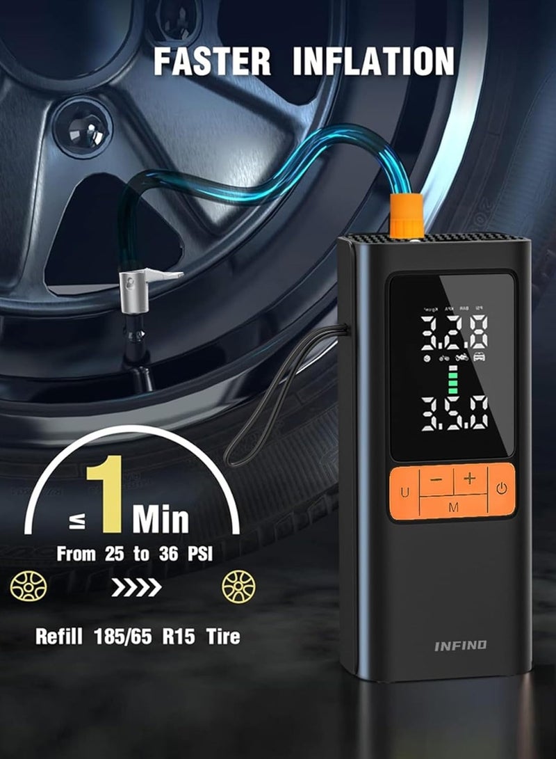 Generic Cordless Tyre Inflator Air Compressor with Car Charging Cable, Digital Display, Auto Shut Off, 6000mAh Battery, LED Light, Portable Air Pump for Cars, Bikes, Motorcycles, Balls  - Image 4