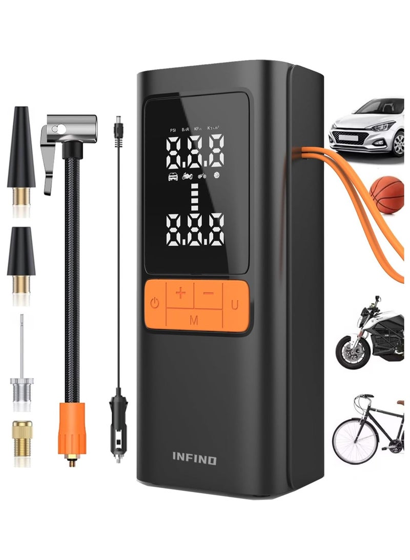 Generic Cordless Tyre Inflator Air Compressor with Car Charging Cable, Digital Display, Auto Shut Off, 6000mAh Battery, LED Light, Portable Air Pump for Cars, Bikes, Motorcycles, Balls  - Image 1