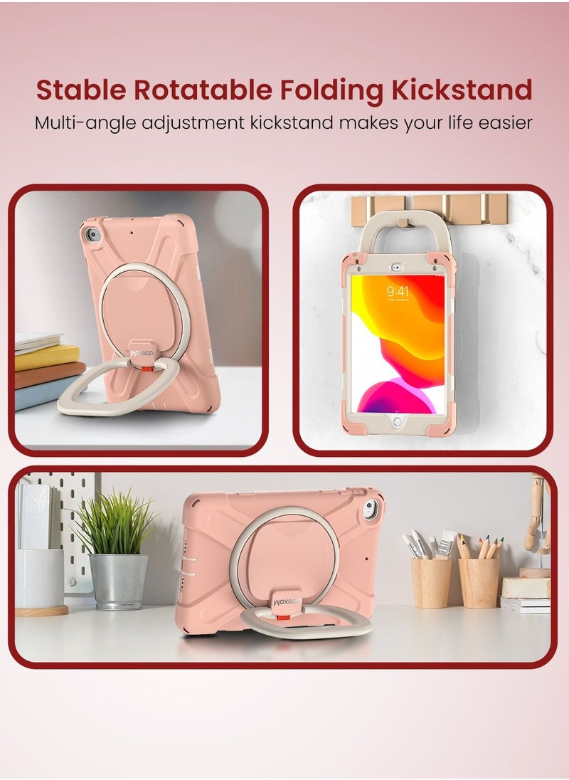 Moxedo Moxedo Heavy Duty Shockproof Rugged Protective Colorful Case with 360 Rotating Kickstand and Shoulder Strap for Kids Compatible for iPad Mini 4 / 5 -  Rose Gold  - Image 4