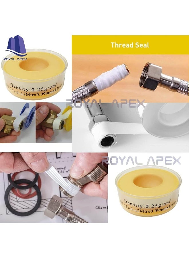 Royal Apex Thread Sealing Teflon Tape En 751-3 With 0.25G/Cm2 Density 0.9Mmx12Mm Ptfe For Pipe Fittings And Fixing Water Leak Pack Of 50 - Image 2