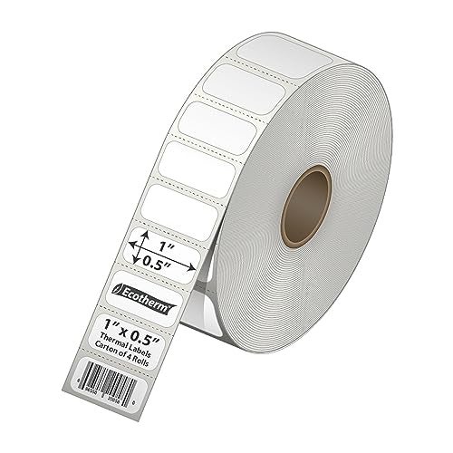 Ecotherm 1" x .5" Thermal Labels | 4 Rolls | 9800 Labels | fits Zebra, Godex, Arkscan, iDPRT, Offnova Thermal Label Printers and More | Blank White Adhesive Stickers by Ecotherm - Image 2