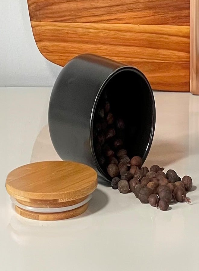 UMAI 260ml Ceramic Jar for Kitchen Storage | Air Tight Container Set with Bamboo Lid | Kitchen Container for Snacks, Tea, Sugar | Multipurpose Organizer | Black - Image 2