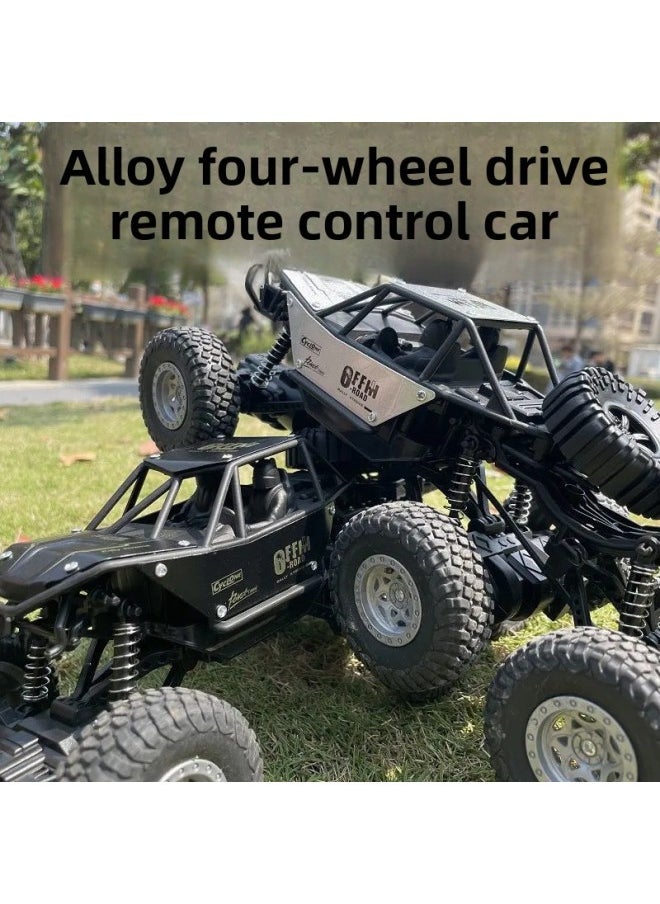Generic A Toy Car Remote Control Large Alloy High-speed Six-wheel Four-wheel Drive Off-road Big Foot Climbing Electric Boy Children's Car-Color:Four-wheel Drive Alloy Remote Control Car [gold] With Led Light-Proportion:Dual Lithium Battery + Remote Control Battery + Charging Cable  - Image 2