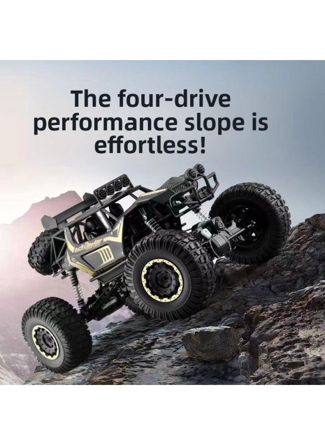 Generic A Toy Car Remote Control Large Alloy High-speed Six-wheel Four-wheel Drive Off-road Big Foot Climbing Electric Boy Children's Car-Color:Four-wheel Drive Alloy Remote Control Car [gold] With Led Light-Proportion:Dual Lithium Battery + Remote Control Battery + Charging Cable  - Image 5