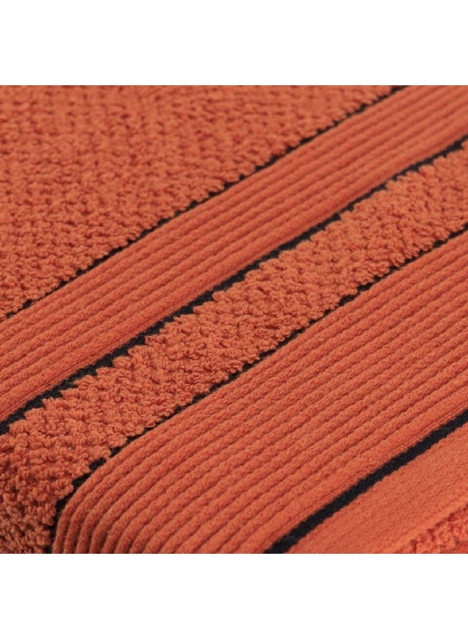 Tendance Bi-Color Premium Cotton Soft Bath Towel Sienna and Black 70 x 130 cm AA7014124 - Image 3
