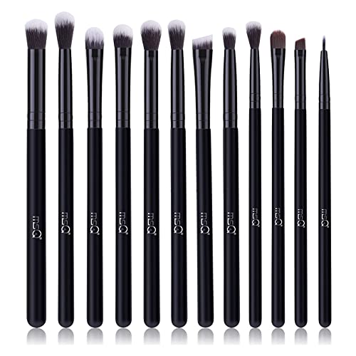 MSQ Eye Makeup Brushes 12pcs Eyeshadow Makeup Brushes Set with Soft Synthetic Hairs Real Wood Handle for Eyeshadow Eyebrow Eyeliner BlendingBlack without bag - Image 2