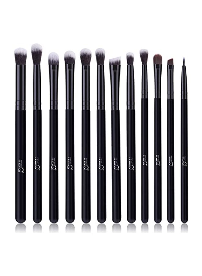 MSQ Eye Makeup Brushes 12pcs Eyeshadow Makeup Brushes Set with Soft Synthetic Hairs Real Wood Handle for Eyeshadow Eyebrow Eyeliner BlendingBlack without bag - Image 1