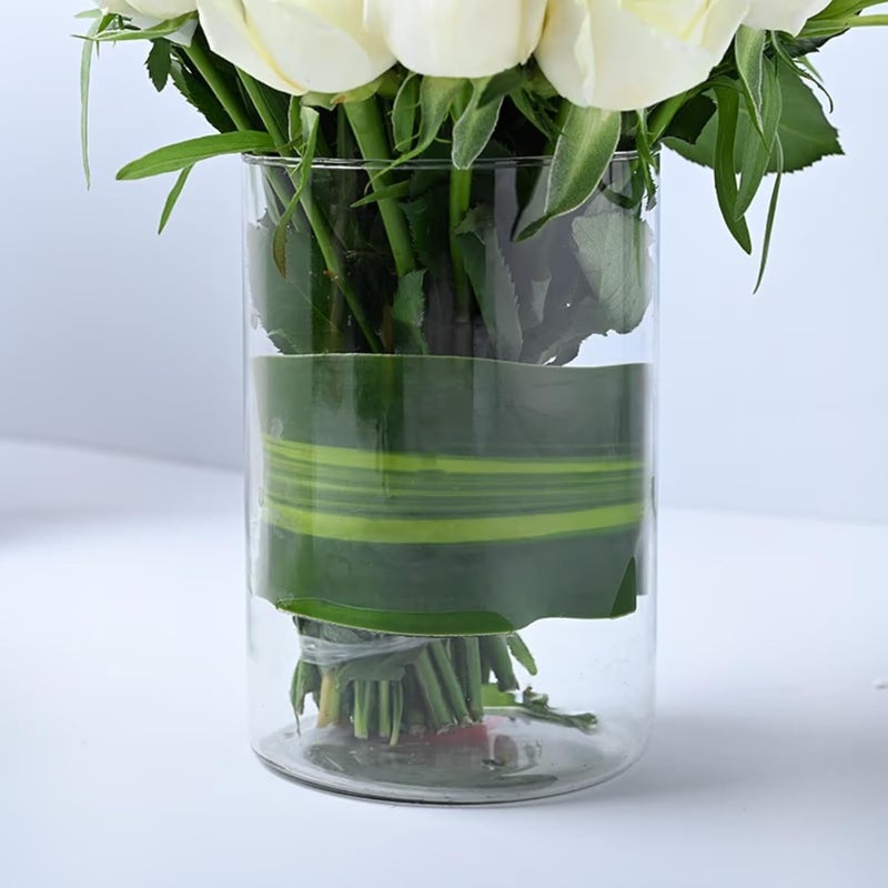 Floweraura FlowerAura Fresh Live Flower Bouquet of 30 White Roses In Glass Vase For Birthday Gift Anniversary Gift Wedding Gift Congratulations Gift Gift For Special Occasions Same Day Delivery  - Image 4