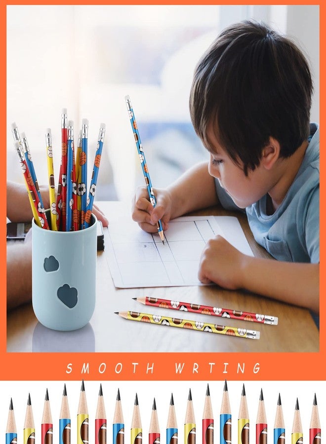 Spakon 48 Pcs Sports Pencils with Eraser for Kids Boys - Baseball Football Basketball Soccer Ball Sports Themed Teacher HB Drawing Supplies for School Classroom Student Rewards - Image 5