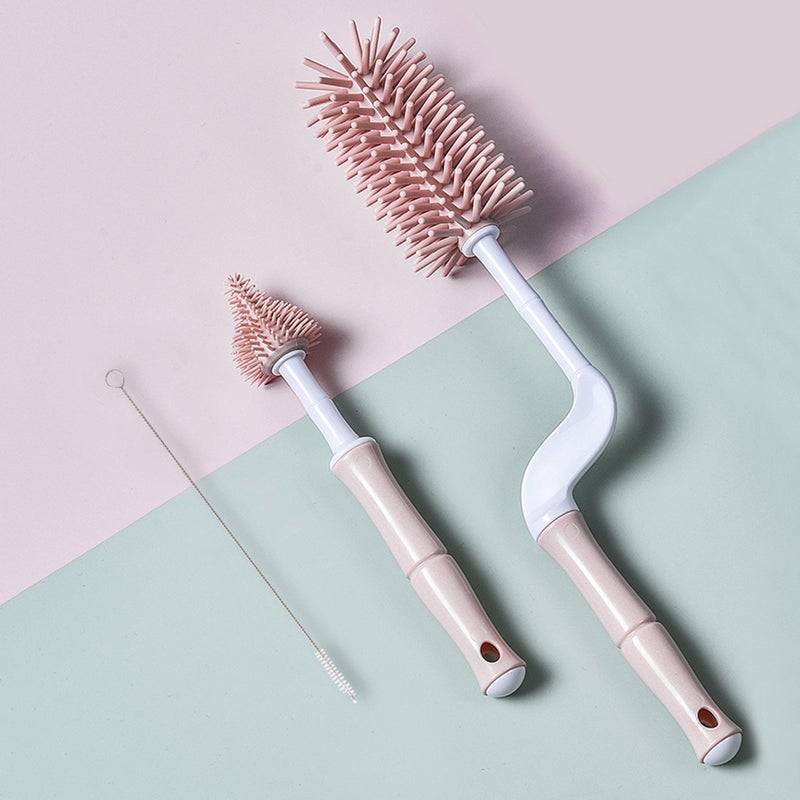 Bottle Cleaning Brush Set YOUHA Silicone Bottle Brush 360 Degree Soft Bristle Long Handle Baby Bottle Cleaner Brushes Nipple Brush Straw Cleaning Brush - Image 2