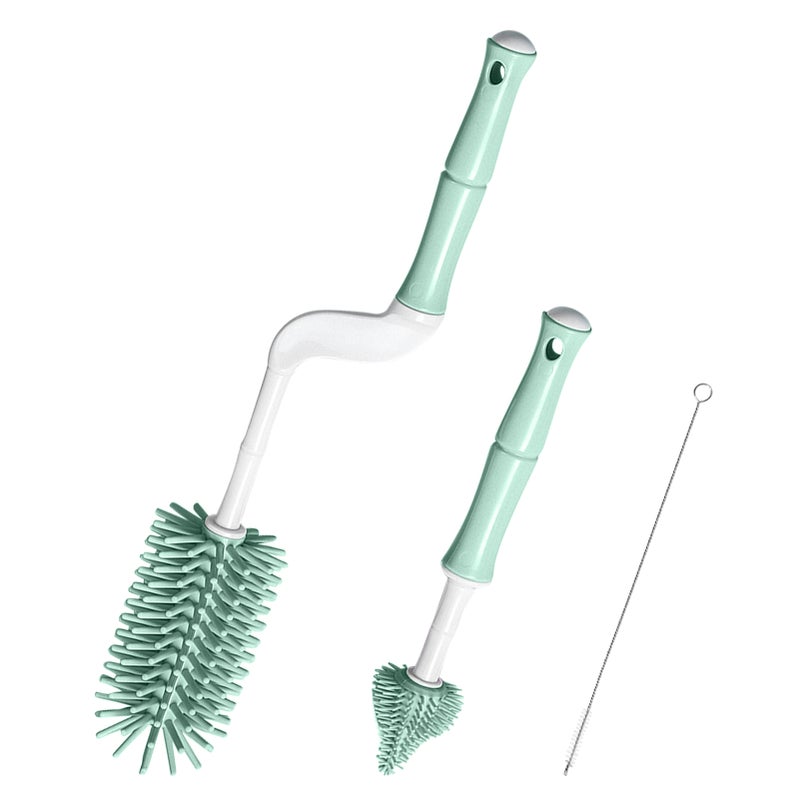 Bottle Cleaning Brush Set YOUHA Silicone Bottle Brush 360 Degree Soft Bristle Long Handle Baby Bottle Cleaner Brushes Nipple Brush Straw Cleaning Brush - Image 1