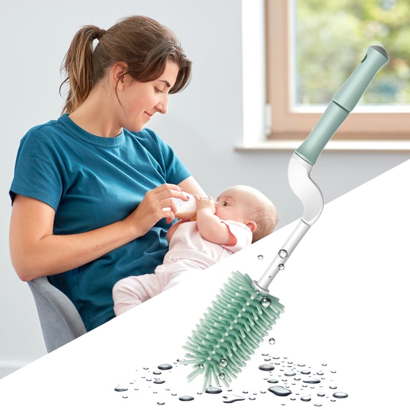 Bottle Cleaning Brush Set YOUHA Silicone Bottle Brush 360 Degree Soft Bristle Long Handle Baby Bottle Cleaner Brushes Nipple Brush Straw Cleaning Brush - Image 3