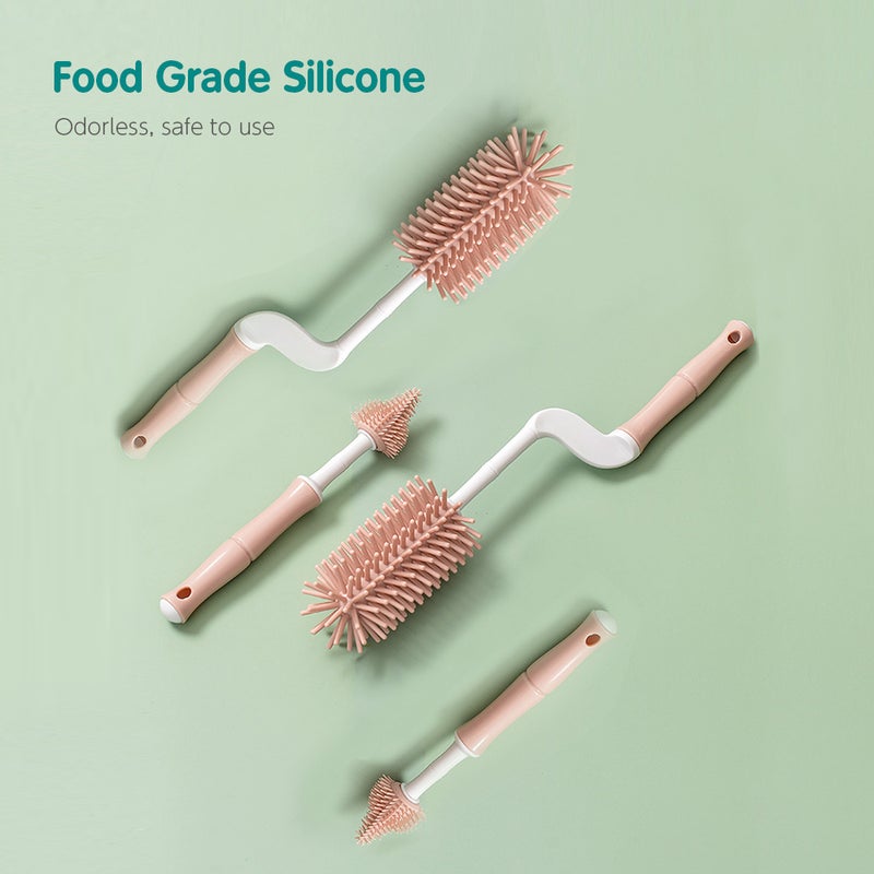 Bottle Cleaning Brush Set YOUHA Silicone Bottle Brush 360 Degree Soft Bristle Long Handle Baby Bottle Cleaner Brushes Nipple Brush Straw Cleaning Brush - Image 4