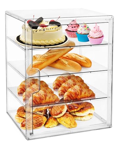 MEI NIAN Pastry Display CaseBread Box for Kitchen Countertop4Layer Adjustable BreadBox Large Capacity Bread Box for Homebaked BreadsMuffinsBagel Storage Container Bread Holder