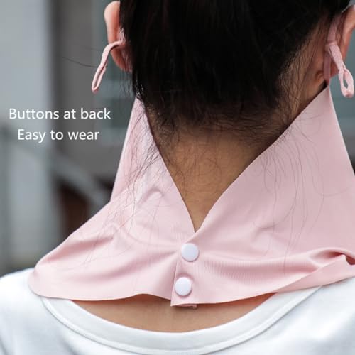 xbuk Traceless Sunscreen Mask，Summer Thin Breathable UV Face Protection Sun Mask，Face Cover with Ear Loops Scarf for Women (Silk Blend, Black) - Image 5