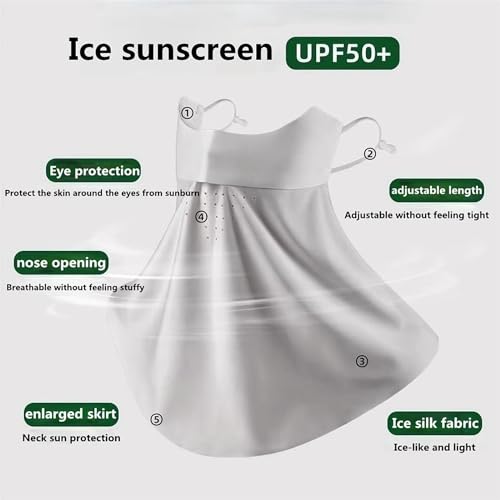xbuk Traceless Sunscreen Mask，Summer Thin Breathable UV Face Protection Sun Mask，Face Cover with Ear Loops Scarf for Women (Silk Blend, Black) - Image 4
