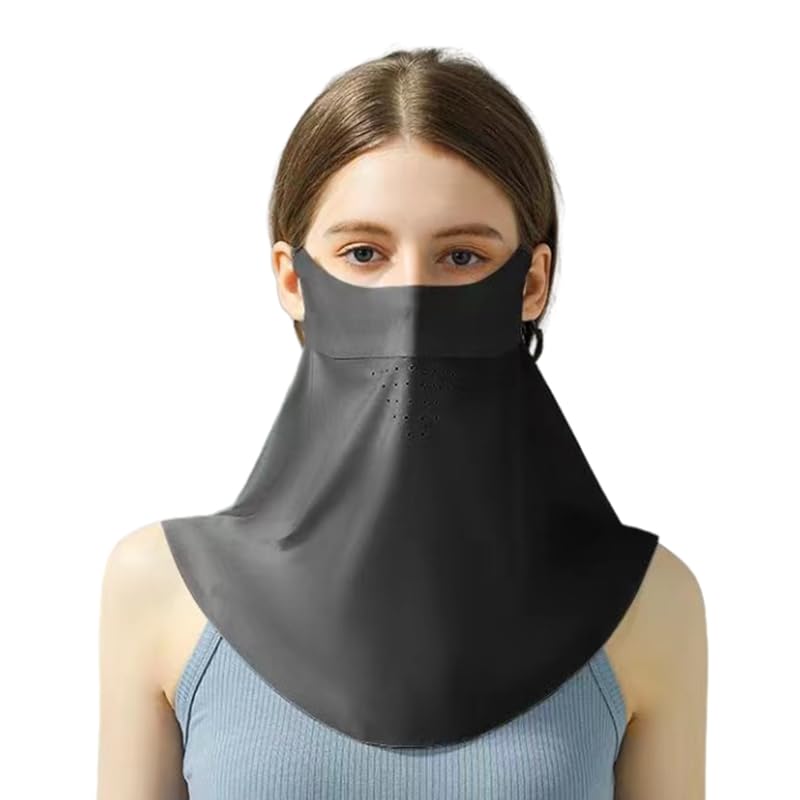 xbuk Traceless Sunscreen Mask，Summer Thin Breathable UV Face Protection Sun Mask，Face Cover with Ear Loops Scarf for Women (Silk Blend, Black) - Image 1