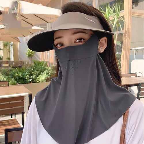 xbuk Traceless Sunscreen Mask，Summer Thin Breathable UV Face Protection Sun Mask，Face Cover with Ear Loops Scarf for Women (Silk Blend, Black) - Image 3