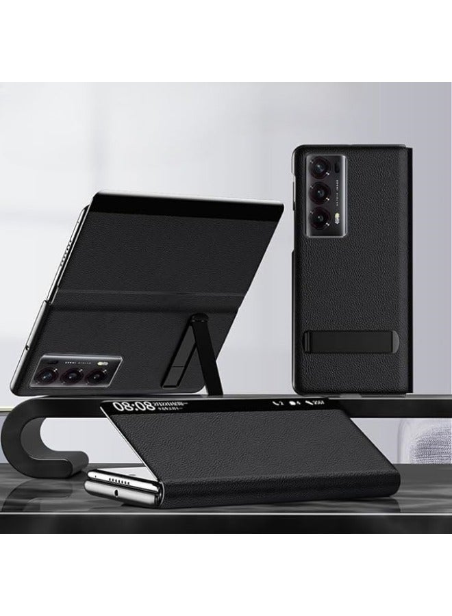 general Compatible with Huawei Honor Magic V2 5g Case Luxury Premium Leather Smart Touch Silde Window View Flip Cover with Bracket for Honor Magic V2 - Image 1