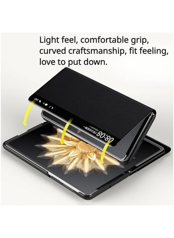 general Compatible with Huawei Honor Magic V2 5g Case Luxury Premium Leather Smart Touch Silde Window View Flip Cover with Bracket for Honor Magic V2 - Image 3