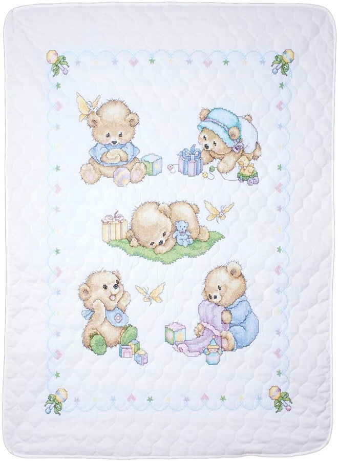 Tobin Bears Stamped for Cross Stitch Baby Quilt Kit, White/Multicolor , 43" x 34" - Image 5