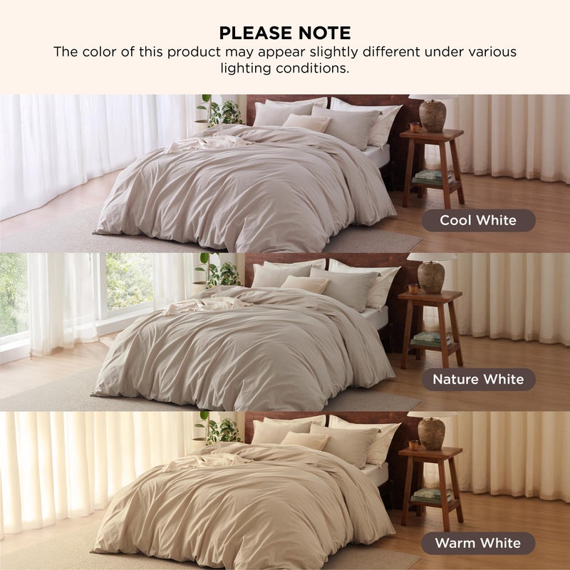 Bedsure غطاء لحاف Bedsure 100% قطن مغسول بحجم كوين - لوز مجمد غطاء لحاف قطن بسيط مثل الكتان لجميع الفصول - بياضات بسيطة ناعمة GentleSoft™، لوز مجمد، كوين، 90"x90" - Image 5