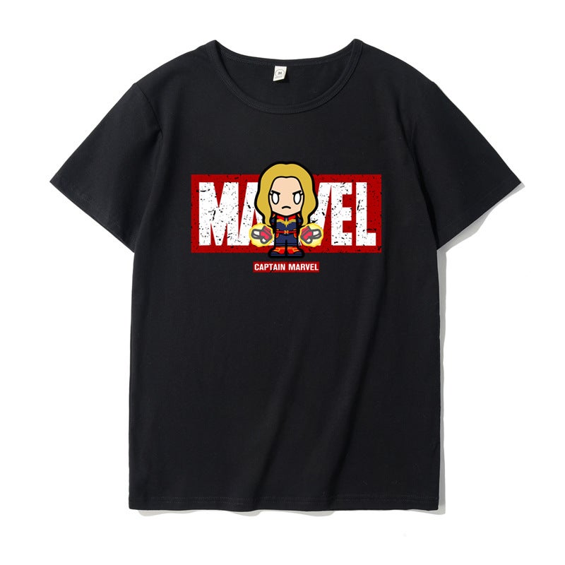 2020 Trendy Parent-Child Wear Marvel Children'S Clothing Iron Man Captain America Short Sleeve Western Style Baby Half Sleeve Bottoming Shirt - Image 1