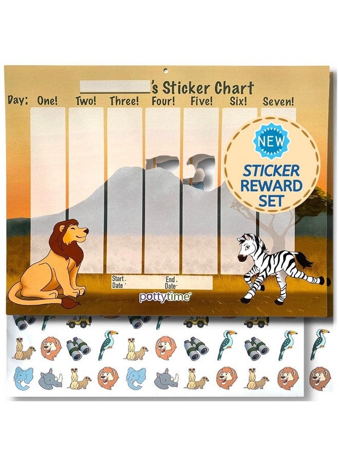 POTTY TIME Potty Training Sticker Chart ; Reward Their Efforts Fosters Fun & Independence ; Includes 4Weekly Savanna Themed Charts + 144 Easy To Peel Stickers ; Usa Made From Creators Of Potty Watch - Image 1
