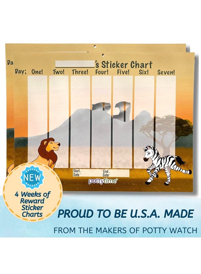 POTTY TIME Potty Training Sticker Chart ; Reward Their Efforts Fosters Fun & Independence ; Includes 4Weekly Savanna Themed Charts + 144 Easy To Peel Stickers ; Usa Made From Creators Of Potty Watch - Image 4